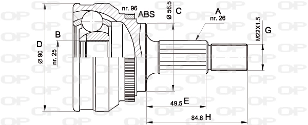 Шарнирный комплект приводной вал OPEN PARTS CVJ5125.10