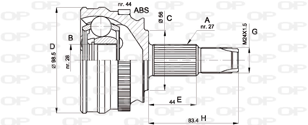 Шарнирный комплект приводной вал OPEN PARTS CVJ5152.10
