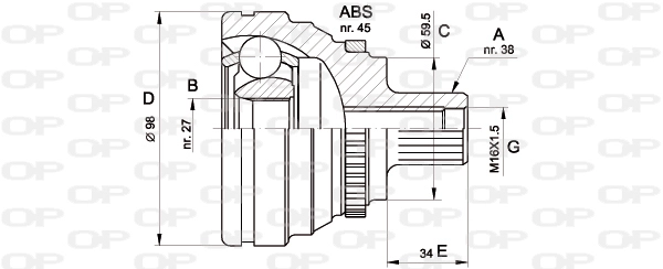 Шарнирный комплект приводной вал OPEN PARTS CVJ5174.10