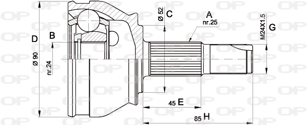 Шарнирный комплект приводной вал OPEN PARTS CVJ5183.10