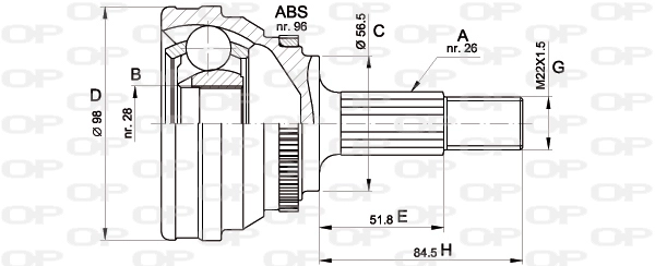 Шарнирный комплект приводной вал OPEN PARTS CVJ5203.10