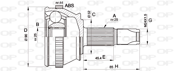 Шарнирный комплект приводной вал OPEN PARTS CVJ5212.10