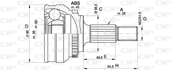 Шарнирный комплект приводной вал OPEN PARTS CVJ5217.10