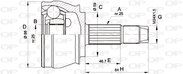Шарнирный комплект приводной вал OPEN PARTS CVJ5239.10