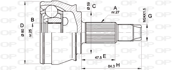 Шарнирный комплект приводной вал OPEN PARTS CVJ5292.10