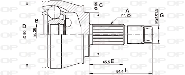 Шарнирный комплект приводной вал OPEN PARTS CVJ5375.10
