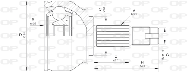 Шарнирный комплект приводной вал OPEN PARTS CVJ5647.10