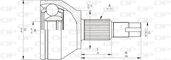 Шарнирный комплект приводной вал OPEN PARTS CVJ5706.10