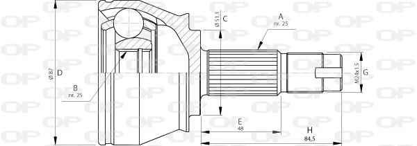 Шарнирный комплект приводной вал OPEN PARTS CVJ5709.10
