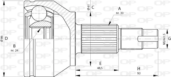 Шарнирный комплект приводной вал OPEN PARTS CVJ5720.10
