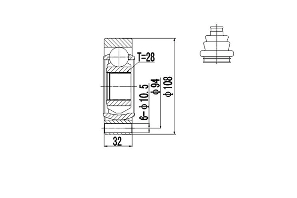 Шарнирный комплект приводной вал DYNAMATRIX-KOREA DCV602003