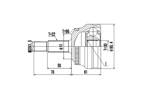 Шарнирный комплект приводной вал DYNAMATRIX-KOREA DCV803034