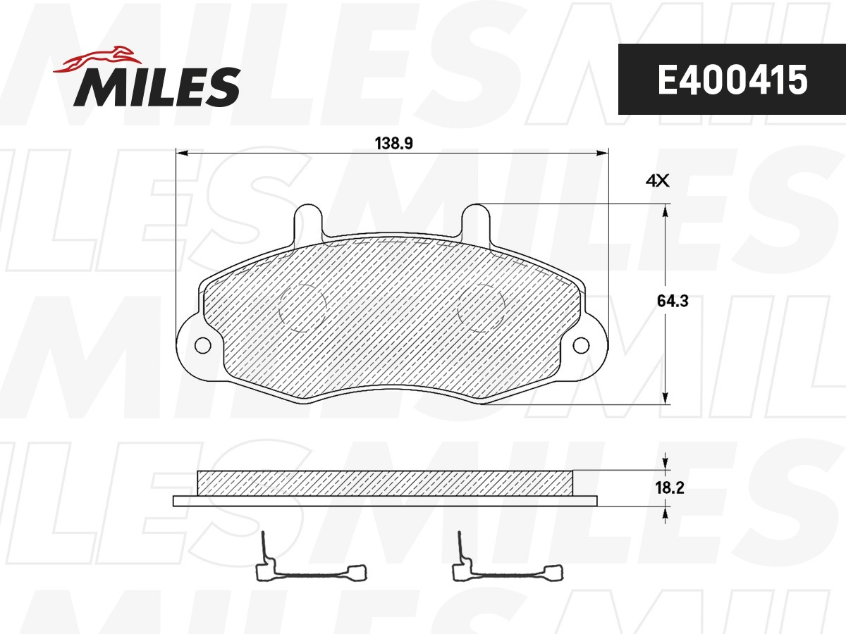 Комплект тормозных колодок дисковый тормоз MILES E400415