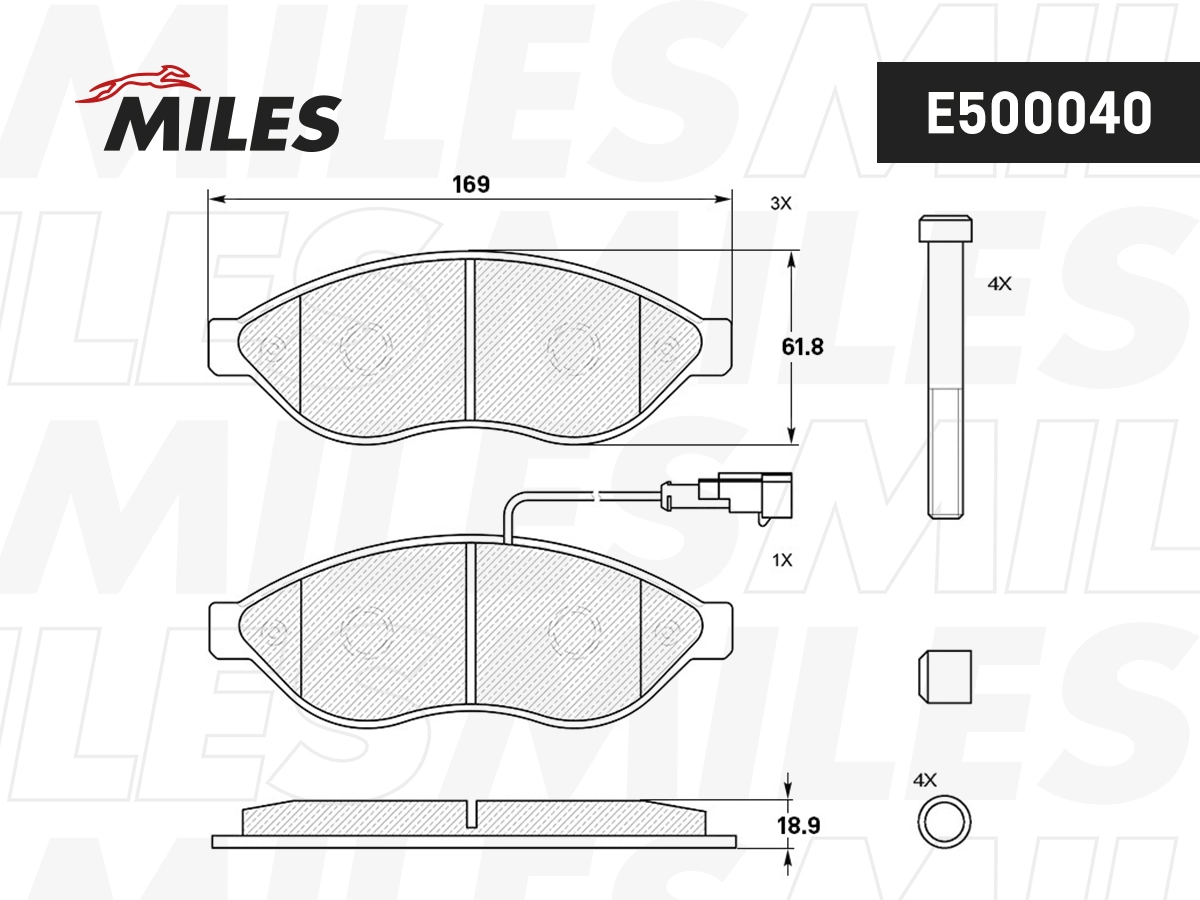 Комплект тормозных колодок дисковый тормоз MILES E500040
