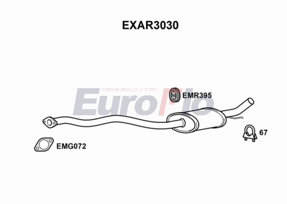 Средний глушитель выхлопных газов EUROFLO EXAR3030