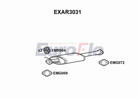 Средний глушитель выхлопных газов EUROFLO EXAR3031