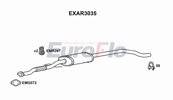 Средний глушитель выхлопных газов EUROFLO EXAR3035