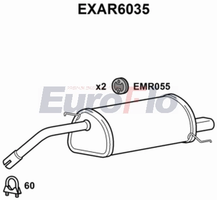 Глушитель выхлопных газов конечный EUROFLO EXAR6035