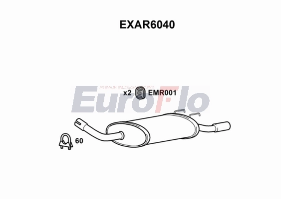 Глушитель выхлопных газов конечный EUROFLO EXAR6040
