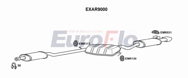 Средний / конечный глушитель ог EUROFLO EXAR9000