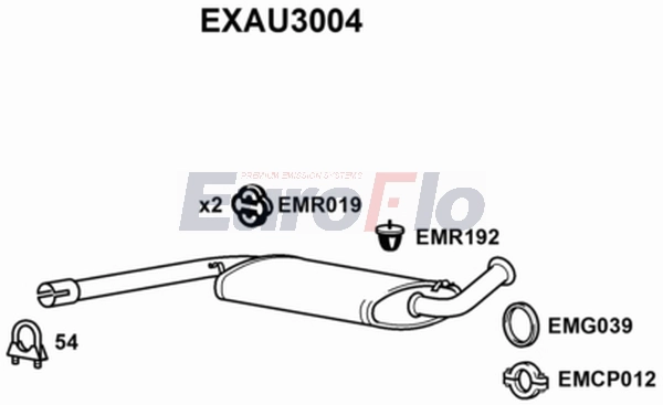 Средний глушитель выхлопных газов EUROFLO EXAU3004