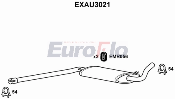 Средний глушитель выхлопных газов EUROFLO EXAU3021