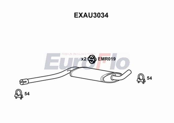 Средний глушитель выхлопных газов EUROFLO EXAU3034