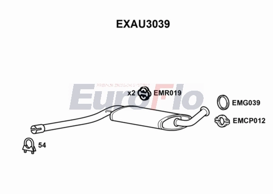 Средний глушитель выхлопных газов EUROFLO EXAU3039