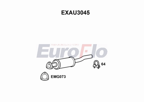 Средний глушитель выхлопных газов EUROFLO EXAU3045