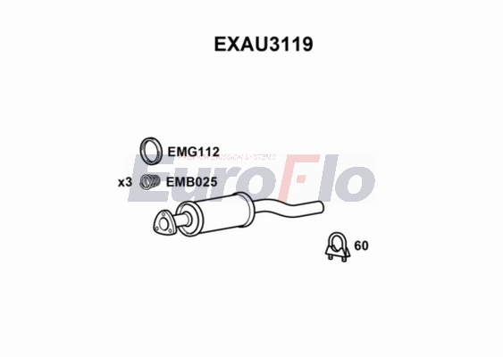 Средний глушитель выхлопных газов EUROFLO EXAU3119