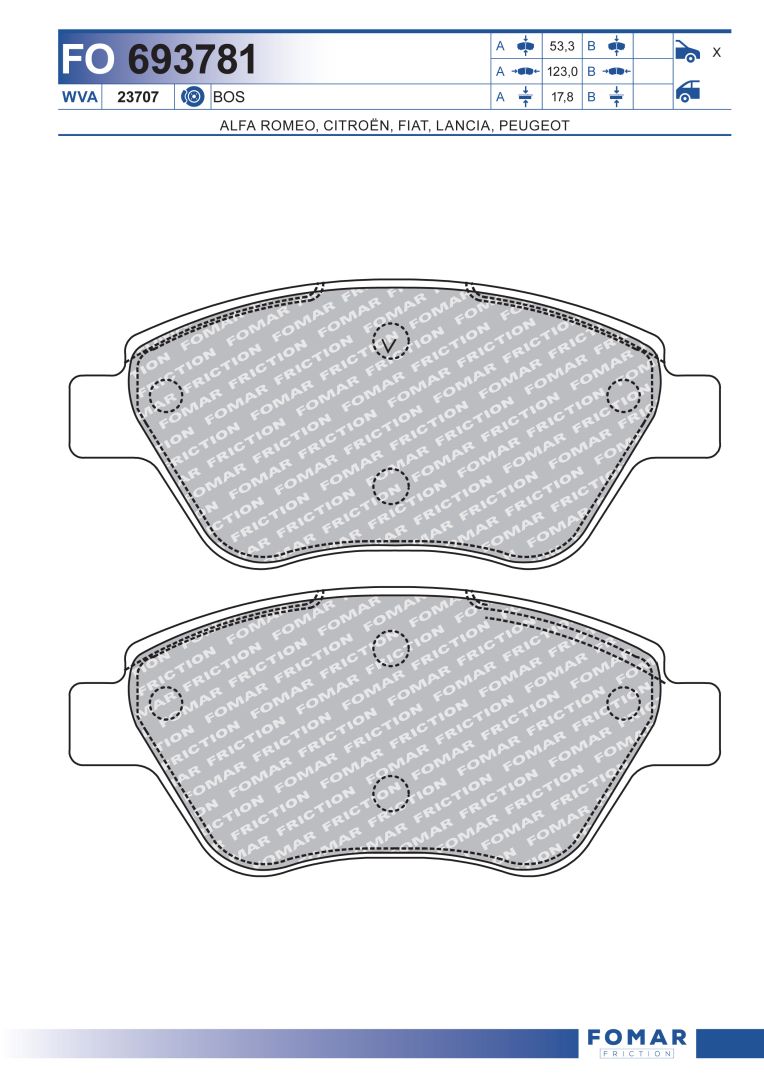 Комплект тормозных колодок дисковый тормоз FOMAR FRICTION FO 693781