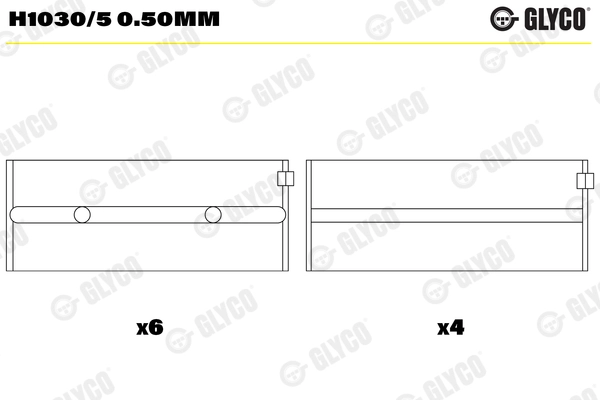Подшипник коленвала GLYCO H1030/5 0.50mm