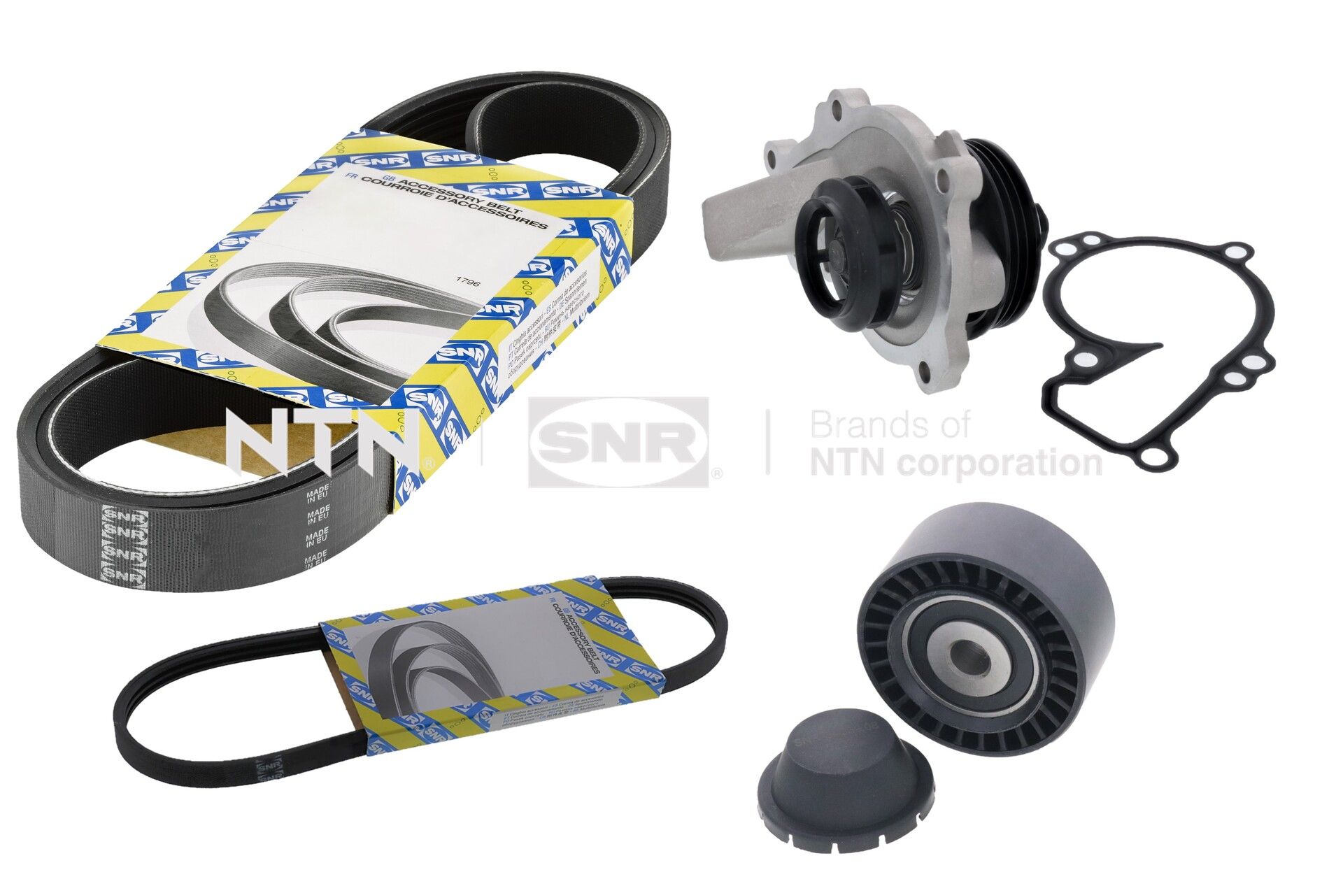 Водяной насос + комплект ручейковых ремней SNR KAP859.490