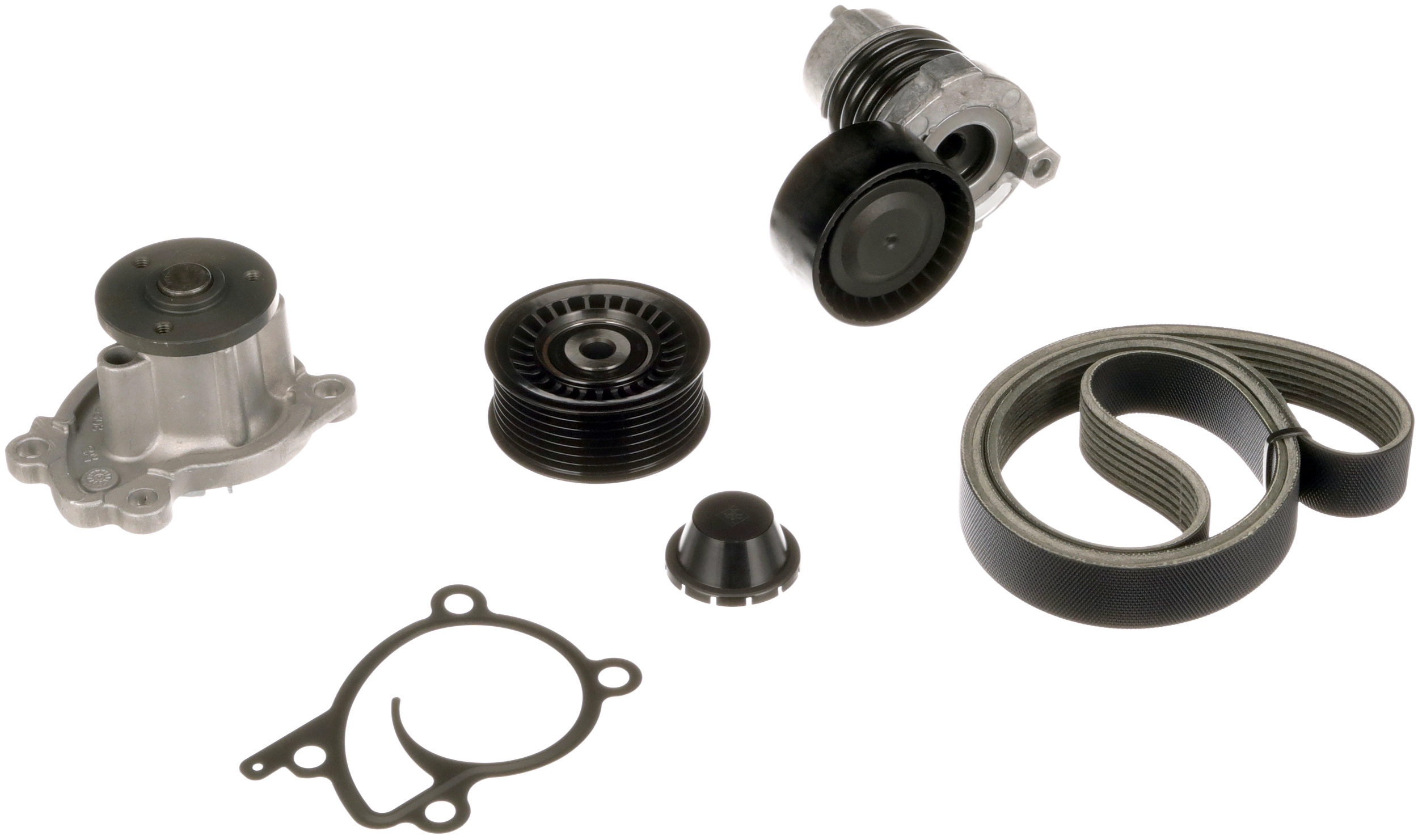 Водяной насос + комплект ручейковых ремней micro-v kit GATES KP17PK1570