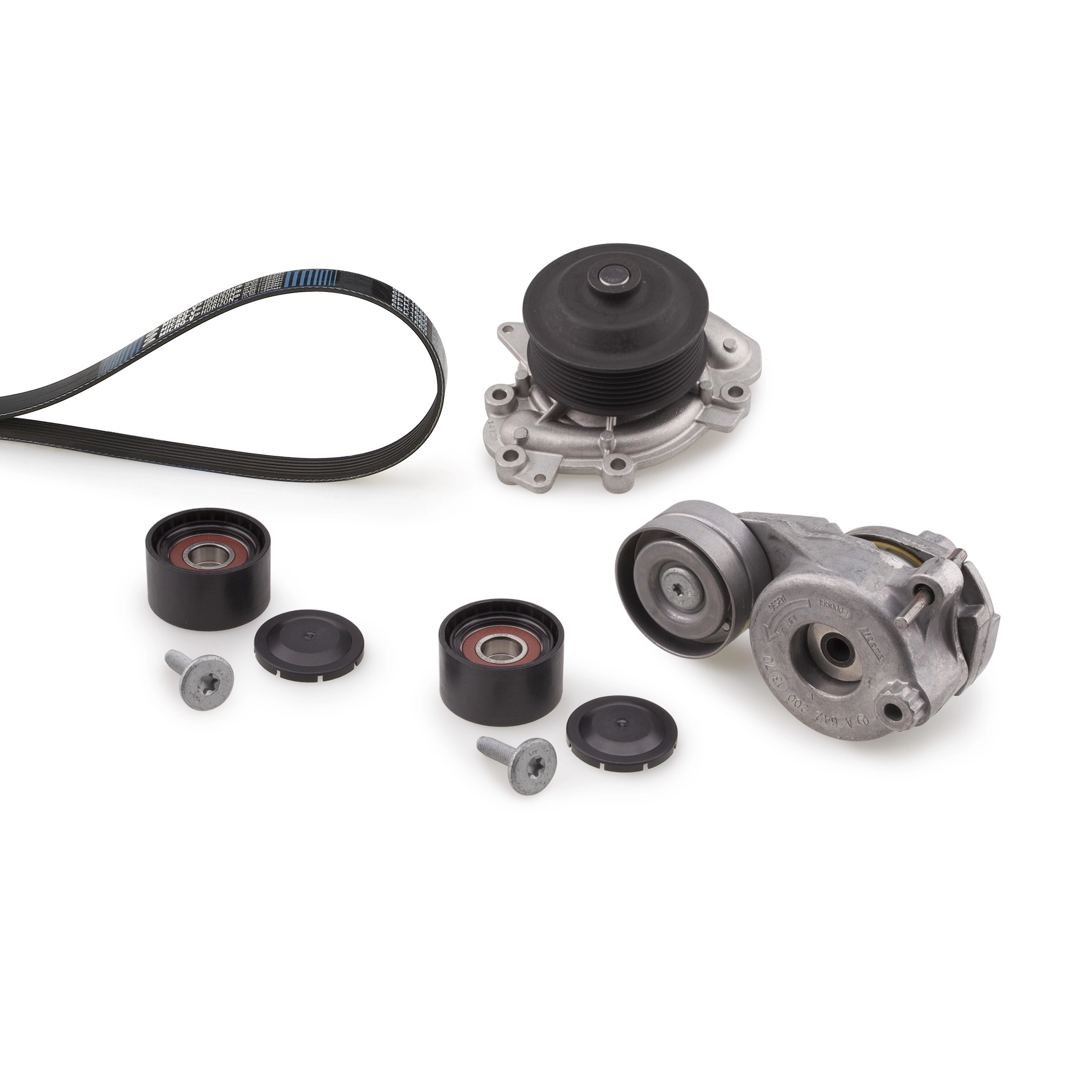 Водяной насос + комплект ручейковых ремней micro-v kit GATES KP17PK2035-2