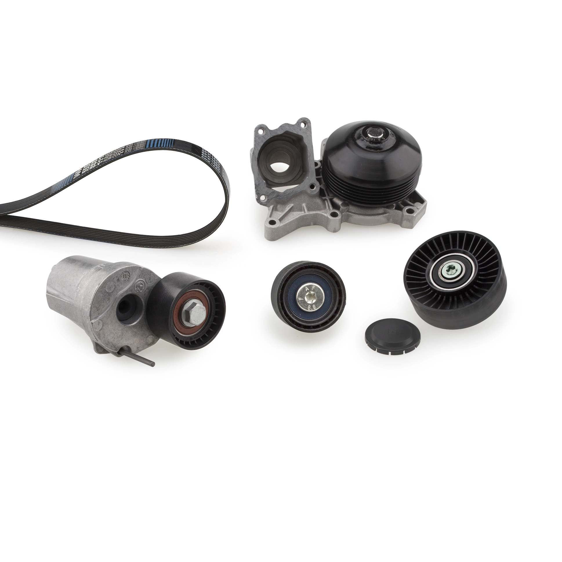 Водяной насос + комплект ручейковых ремней micro-v kit GATES KP36DPK1698