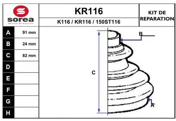 Комплект пыльника приводной вал EAI KR116