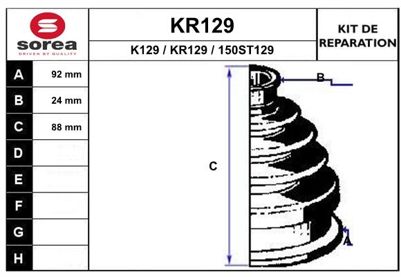 Комплект пыльника приводной вал EAI KR129