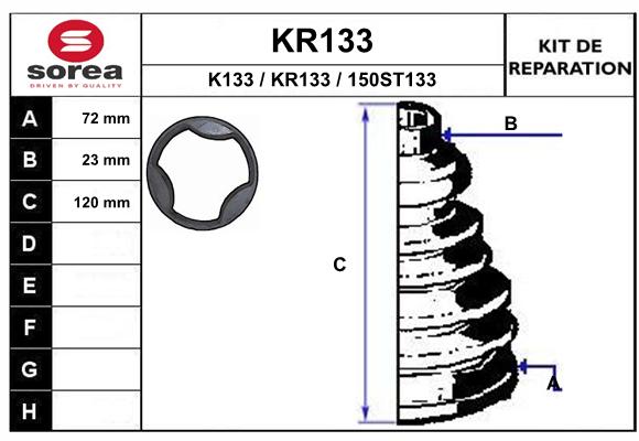 Комплект пыльника приводной вал EAI KR133