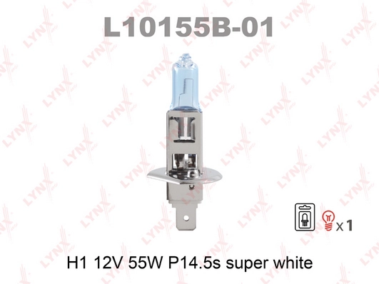 Лампа накаливания фара дальнего света super white LYNXAUTO L10155B-01
