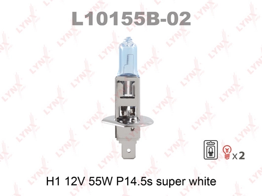 Лампа накаливания фара дальнего света super white LYNXAUTO L10155B-02