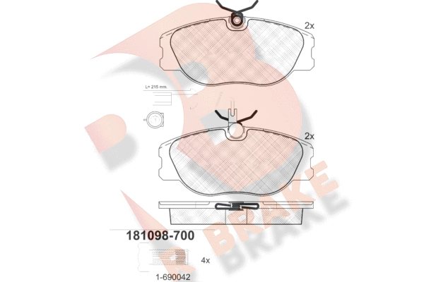 Комплект тормозных колодок дисковый тормоз R BRAKE RB1098-700