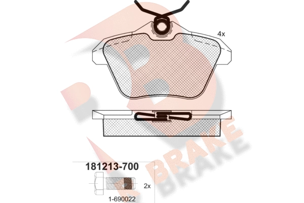 Комплект тормозных колодок дисковый тормоз R BRAKE RB1213-700