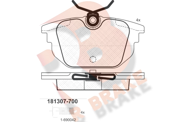 Комплект тормозных колодок дисковый тормоз R BRAKE RB1307-700