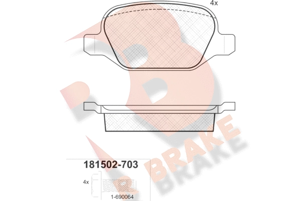 Комплект тормозных колодок дисковый тормоз R BRAKE RB1502-703