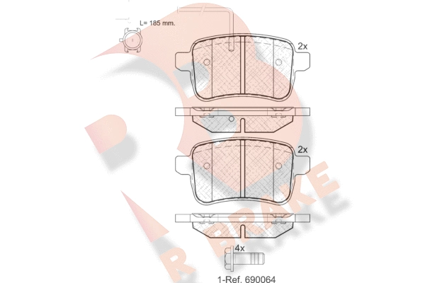 Комплект тормозных колодок дисковый тормоз R BRAKE RB1995