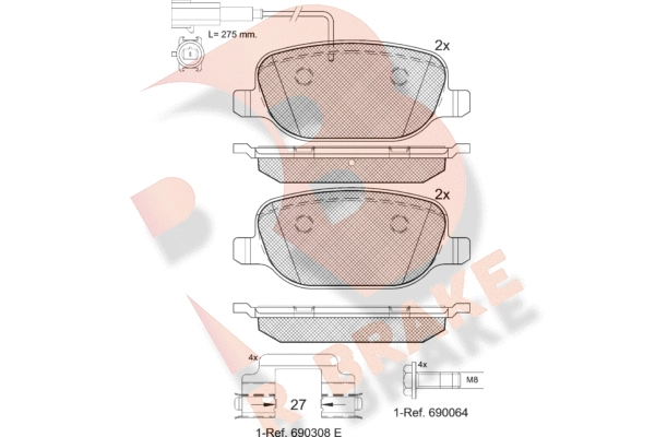 Комплект тормозных колодок дисковый тормоз R BRAKE RB1996-203