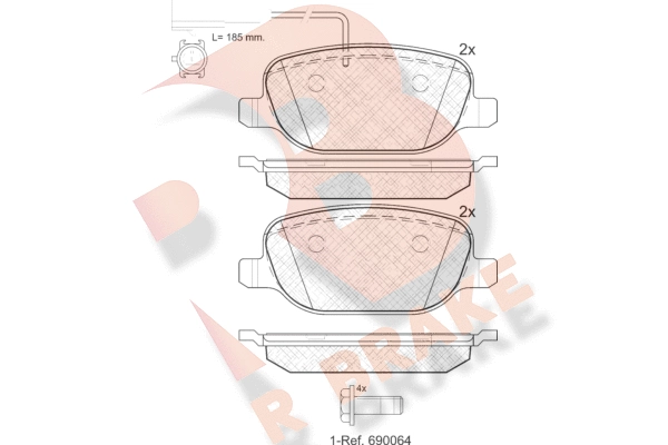 Комплект тормозных колодок дисковый тормоз R BRAKE RB1996