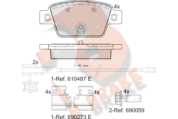 Комплект тормозных колодок дисковый тормоз R BRAKE RB2043