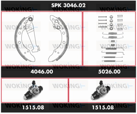 Комплект тормозов барабанный тормозной механизм super precision kit WOKING SPK 3046.02